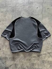 AXEPEAK 男士撞色圆领休闲宽松T恤 - 彩色 - 查看 2