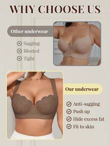 1pc Women's Soft & Comfortable Wireless Adjustable Strap Lift & Support Bra - Mocha Brown - View 4