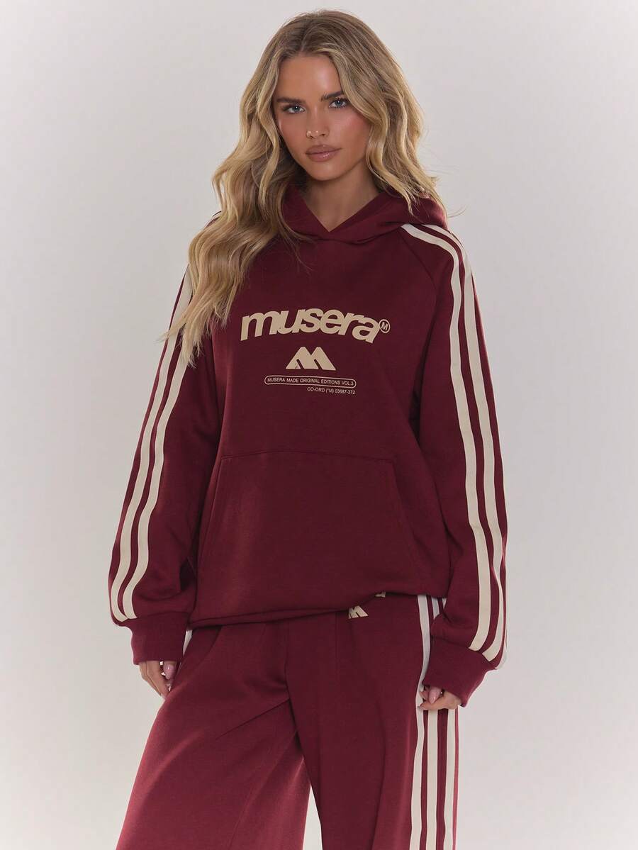 MUSERA Logo V Neck Stripe Side Sweatshirt Cute Going Out Daily  Spring Summer - Multicolor - View 1