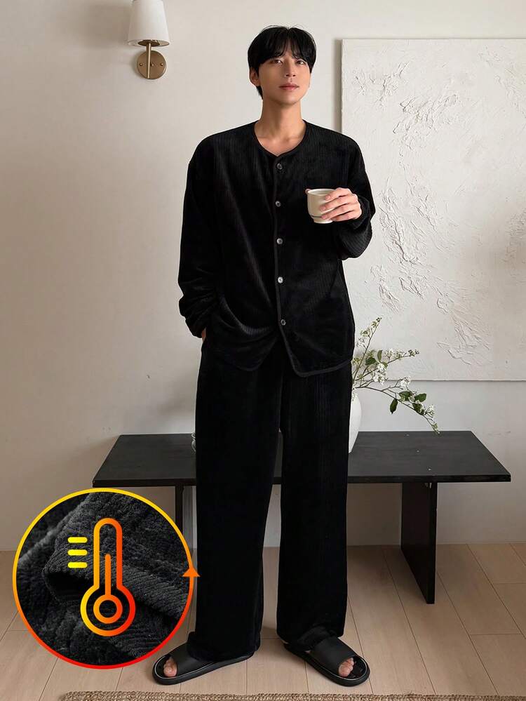 Men's Autumn/Winter Corduroy Cardigan Loungewear Set