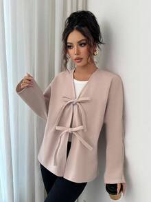 Elenzga Áo khoác dài vừa phải cỡ chuẩn dành cho nữ, Thu/Đông - Màu Khaki - Xem 5