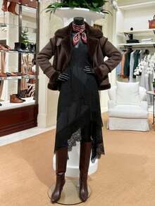 Briarwyn Women's Casual Fashionable Street Commute Suede Faux Fur Jacket, Autumn/Winter,Brown Jacket,Old Money Style Women - Coffee Brown - View 8