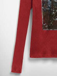 NEON BLANC X LYSMO COLLAB Áo thun nam cổ tròn dệt kim tay dài in chữ thời trang đường phố - Hồng - Xem 4