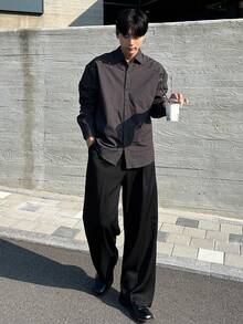 DAZY Men's Solid Color Black Suit Pants, All Season - Black - View 8
