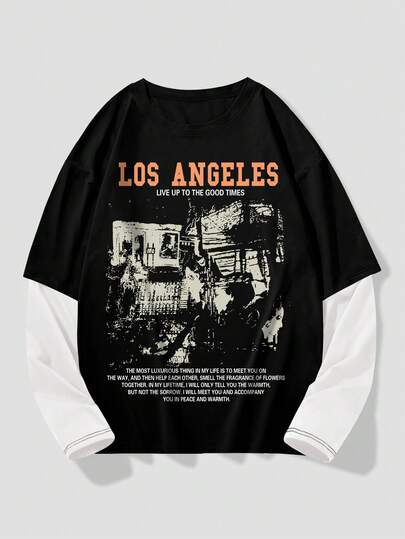 Street Life Men's Slogan Graphic Round Neck Short Sleeve T-Shirt, Summer