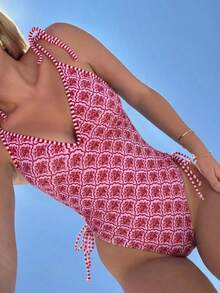 Swim Mod 1pc Women's Tropical Print Colorful One-Piece Swimsuit - Multicolor - View 1