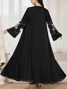 SHEIN Najma 女士印花长袖休闲阿拉伯长袍，春秋季 - 彩色 - 查看 2