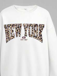 Girlism Tween Girl Sweatshirt & Sweatpants Co-Ords, English Graphic Print, Casual Long Sleeve Pullover Thick Sweatshirt And Pants 2 Pieces Set, Suitable For Autumn/Winter - Black and White - View 11