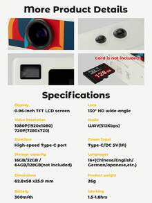 Teckwe 迷你钥匙扣相机，拇指相机，1080P 全高清迷你复古数码相机，微型便携复古微距相机，生日礼物