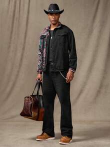 RivetRise Quần jeans ống đứng màu đen giặt thường ngày thu/đông thêu - màu đen - Xem 3