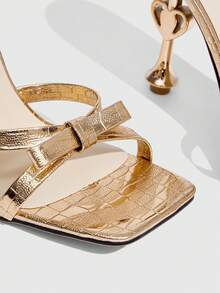 CUCCOO CHICEST Gold Fashionable Casual Open Toe Women Heeled Sandals Valentine's Day Elegant Shoes - Champagne - View 9