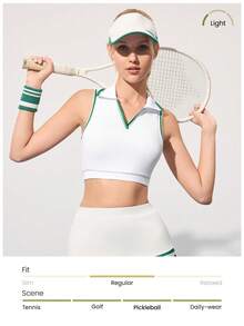 CourtClass 女士撞色滚边短款运动文胸 - 彩色 - 查看 3