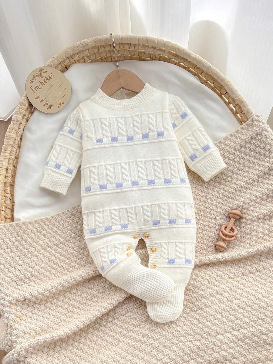 SHEIN Bộ đồ liền thân dệt kim Colorblock cho bé trai, thiết kế họa tiết dày dặn, thích hợp cho tiệc tùng, đi chơi, ngày lễ quan trọng, mặc hàng ngày và mặc ở nhà - Nhiều màu - Xem 1