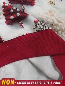 EMERY ROSE 女士休闲 3D 圣诞树针织印花运动衫，圆领套头衫长袖女士圣诞运动服 - 彩色 - 查看 4