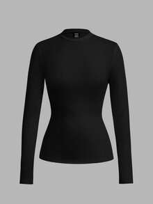 SHEIN Clasi Capa base de 3 piezas con cuello alto y manga larga versátil para mujer - Multicolor - Ver 4