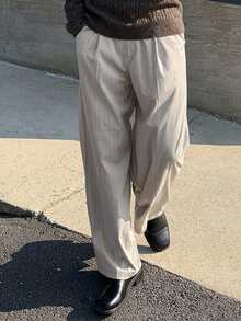 DAZY Men's Beige Striped Suit Pants, Suitable For Commuting All Year Round - Apricot - View 8