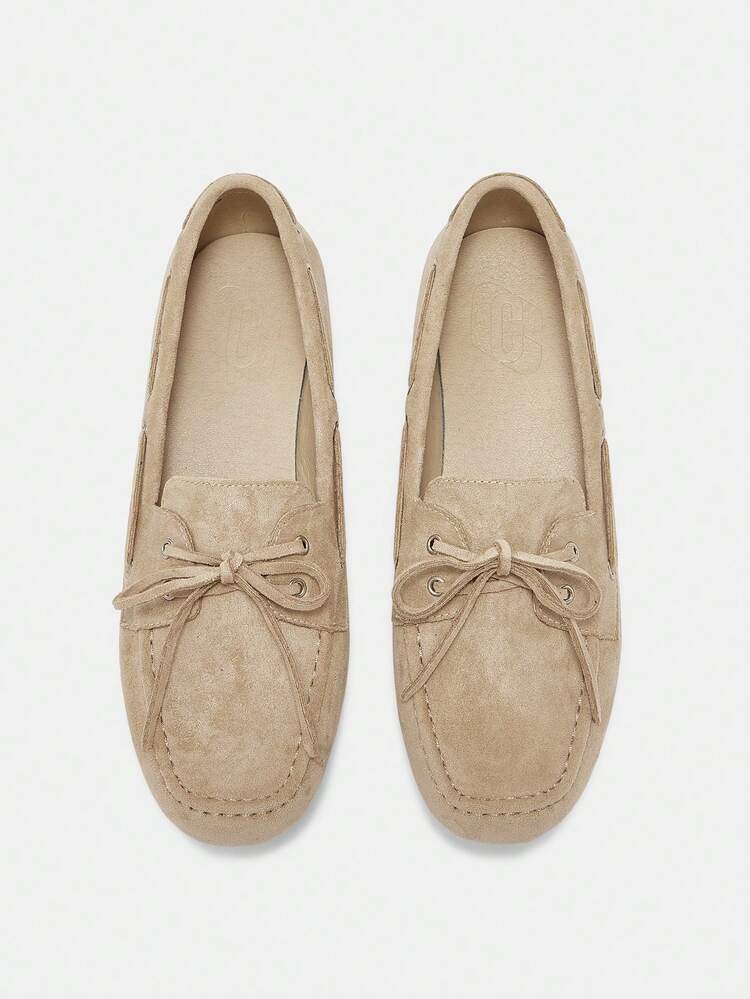 CUCCOO CURVES Plus Size & Wide Width Comfortable Flat Loafers, Apricot Color, Suitable For Vacation, Daily Commute, Women With Wide Feet