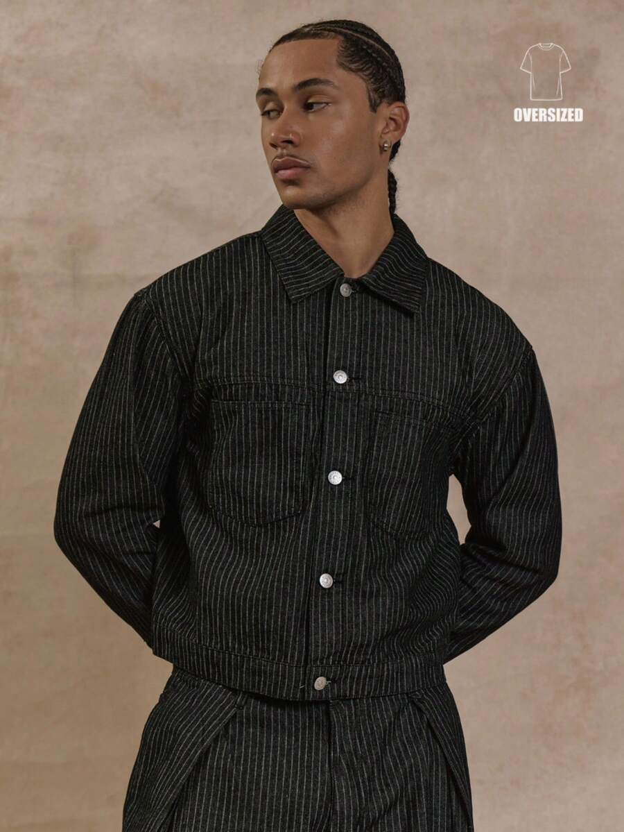 Musero 超大款宽松条纹纽扣牛仔夹克 Only 春夏街头风 - 彩色 - 查看 1