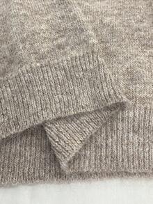 SHEIN PETITE Women's Retro Gray Sweater, Soft & Loose Knit Top, Autumn/Winter - Multicolor - View 5