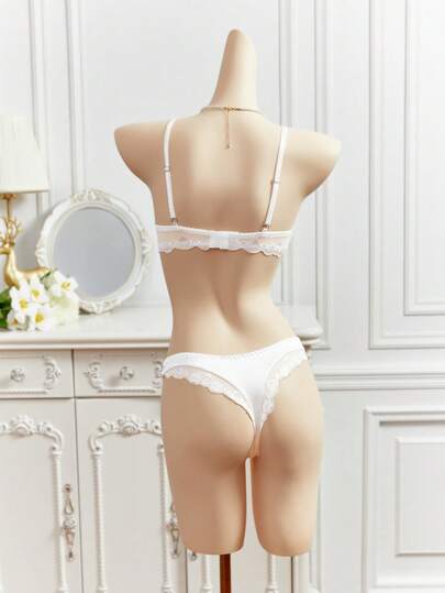 Crystal Vow Wit Kanten Patchwork Verleidelijke Lingerie Set view 2