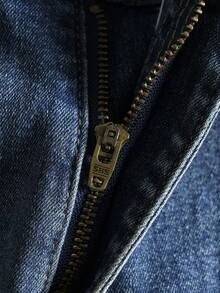 ROMWE MEN Street Life Quần jean skinny nam co giãn, họa tiết thêu hoa. - Rửa trung bình - Xem 7