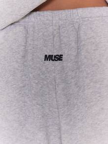 MUSERA 阔腿印花慢跑裤运动套装休闲裤舒适日常秋冬圣诞 - 淺灰色 - 查看 6