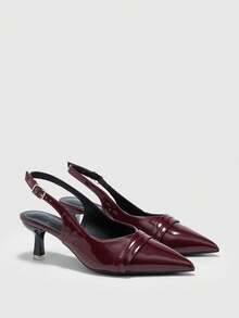 CUCCOO BIZCHIC Women's Pointed Toe Rhinestone Bow Stiletto High Heel Shoes, Elegant Sweet Sexy Fashion Gothic Black Suede Slip-On Pumps For Formal Dress, Afternoon Tea, Date, Party, Banquet, Halloween, Christmas, Thanksgiving, Valentine's Day - Burgundy - View 1