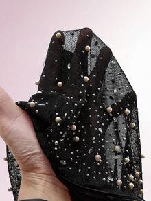 Amplova Bộ đồ liền thân mini hở lưng đính sequin và hạt cườm gợi cảm cho bữa tiệc - màu đen - Xem 8
