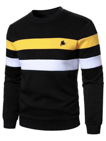 Manfinity Homme Sudadera casual con rayas de contraste para hombres, de manga larga, para otoño