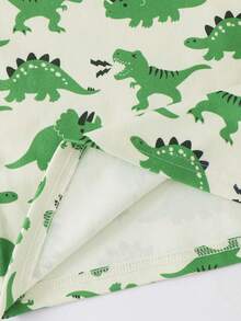 Cozy Pixies 2 pezzi/Set Pigiama invernale per ragazzo con motivo a cartone animato di orso e dinosauro, maglia a maniche lunghe e pantaloni, morbido e confortevole. Set di abbigliamento casual da casa con motivo a righe di orso, comodo e aderente. Pigiama per bambini con motivo a orso, adatto per tutte le stagioni. Abbigliamento da casa per ragazzi a righe, comodo e casual. Foderato termicamente, adatto per l'inverno. - Verde - Visualizzare 3