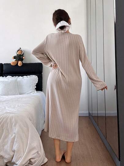 Dream Adore Sweet Geborduurde Heart Long Sleeve Dress, Can Be Worn As Sleepwear view 3
