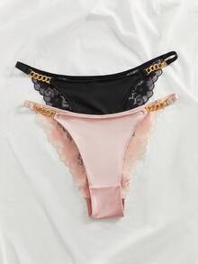 Snug Zone 2件套 女士花卉蕾丝腰链连体内裤