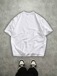 Manfinity ZONE917 Casual Street Style Cartoon Cherry Cake Afternoon Tea Print White Cotton Knit T-Shirt (Wide Sleeve, Collar, Hem) Cherry Graphic Tee Food Graphic Tee White Graphic Tee - White - View 5