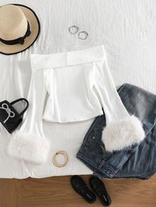 这款专为少女设计的新款长袖吊带露肩蝴蝶结上衣现已上市。它舒适、时尚、优雅、甜美、可爱、活泼、独特，是日常穿搭的必备单品。 - 白色 - 查看 2