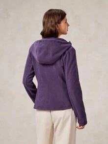 OutZeal Women Soft Warmth Fleece Slim Fit Hood Outdoor Fleece Jacket Hiking Camping Fall Winter - Purple - View 7