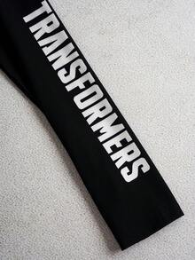 Transformers X SHEIN Tween Boy Casual Cool Letter & Robot Graphic Round Neck Raglan Long Sleeve Loose T-Shirt, Spring/Autumn - Black - View 5