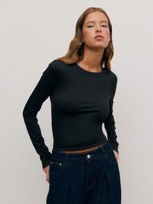 Nöista Spring-Summer Women Casual White Slim Fit Long Sleeves Stretch Base Top With Round Neck For New Year - Black - View 4