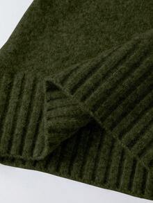 Attitoon Women's Casual V-Neck Fitted Sweater, Suitable For Autumn/Winter, Y2K, Vintage Style, Olive Green - Army Green - View 4