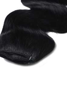 V型一体式夹式真人发接发，5个夹子，自然黑色水波纹，夹式发片，增加发量，波浪接发，易于安装，女士接发 - Natural Black - 查看 8