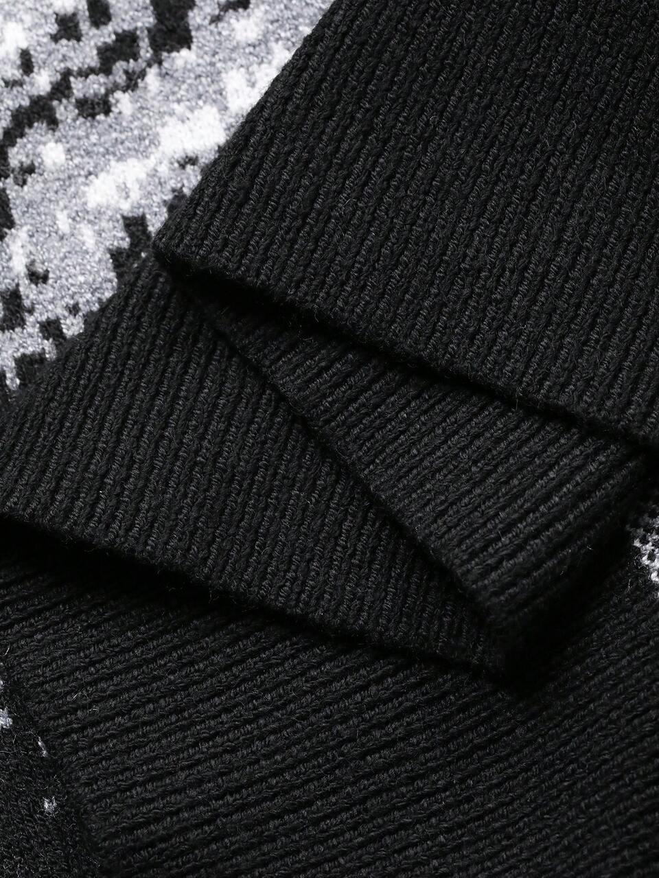 Men's Asymmetrical Striped Contrast Color Jacquard Knit Sweater, Autumn