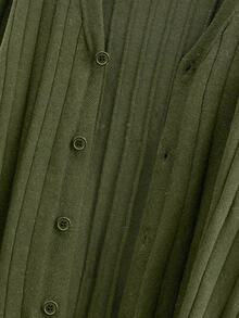 Calvornis Cardigan de manga larga con cuello en V acanalado y botones delanteros de unicolor para hombre - Verde militar - Ver 5