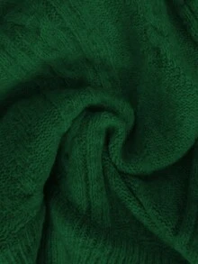 SHEIN Elenzya 女士纯色简约长袖V领露背毛衣，日常穿着 - 綠色 - 查看 8
