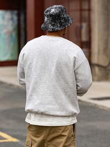 DAZY Men's Grey Crew Neck Pullover Sweatshirt With Drawstring Hem, Autumn/Winter - Grey - View 2