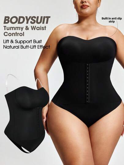 Shapelle Forme Plus Size One-Piece Shapewear, Waist & Abdomen Slimming, Strapless, Anti-Slip, Body Shaping, Front Closure, Single Piece