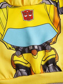 Transformers X SHEIN 男婴机器人图案落肩长袖宽松卫衣，黄色 - 黃色 - 查看 3
