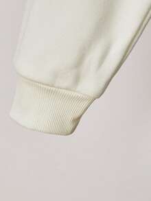 青少年女童翻领半拉链落肩宽松抓绒卫衣 - 杏色 - 查看 5