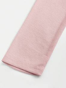 SHEIN Girlism Teen Girls' Pink Ribbed Knit Hooded Zip-Up Cardigan, Fitted Waist Long Sleeve Casual Outerwear Pink Hoodie Zip Up Hoodie Pink Jacket Teen Zipper Front Hoodie Set Cropped Hoodie - Pink - View 4