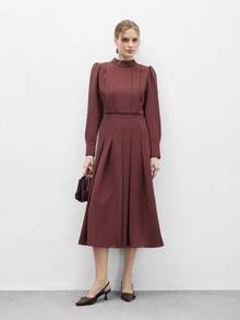 CUCCOO BIZCHIC 女士尖头小猫跟棕色踝带高跟鞋，百搭日常和工作穿着高跟鞋，带后绑带 - 棕色 - 查看 6