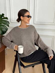 Serisse Women's Bow Tie Back Long Sleeve Sweater Winter Casual,Fall,Fall Clothes For Women,Winter Clothes For Women - Camel - View 3