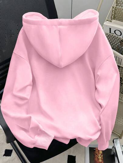 INAWLY Women's Casual Drop Shoulder Solid Color Hoodie, Autumn/Winter Graduation,Back To School,Graduation,Teacher For Women,Back To School Pullover Fall Sweatshirt